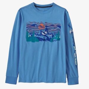 Patagonia Youth Organic Cotton Nature Mountain Long Sleeve Sz XXL (16-18)
